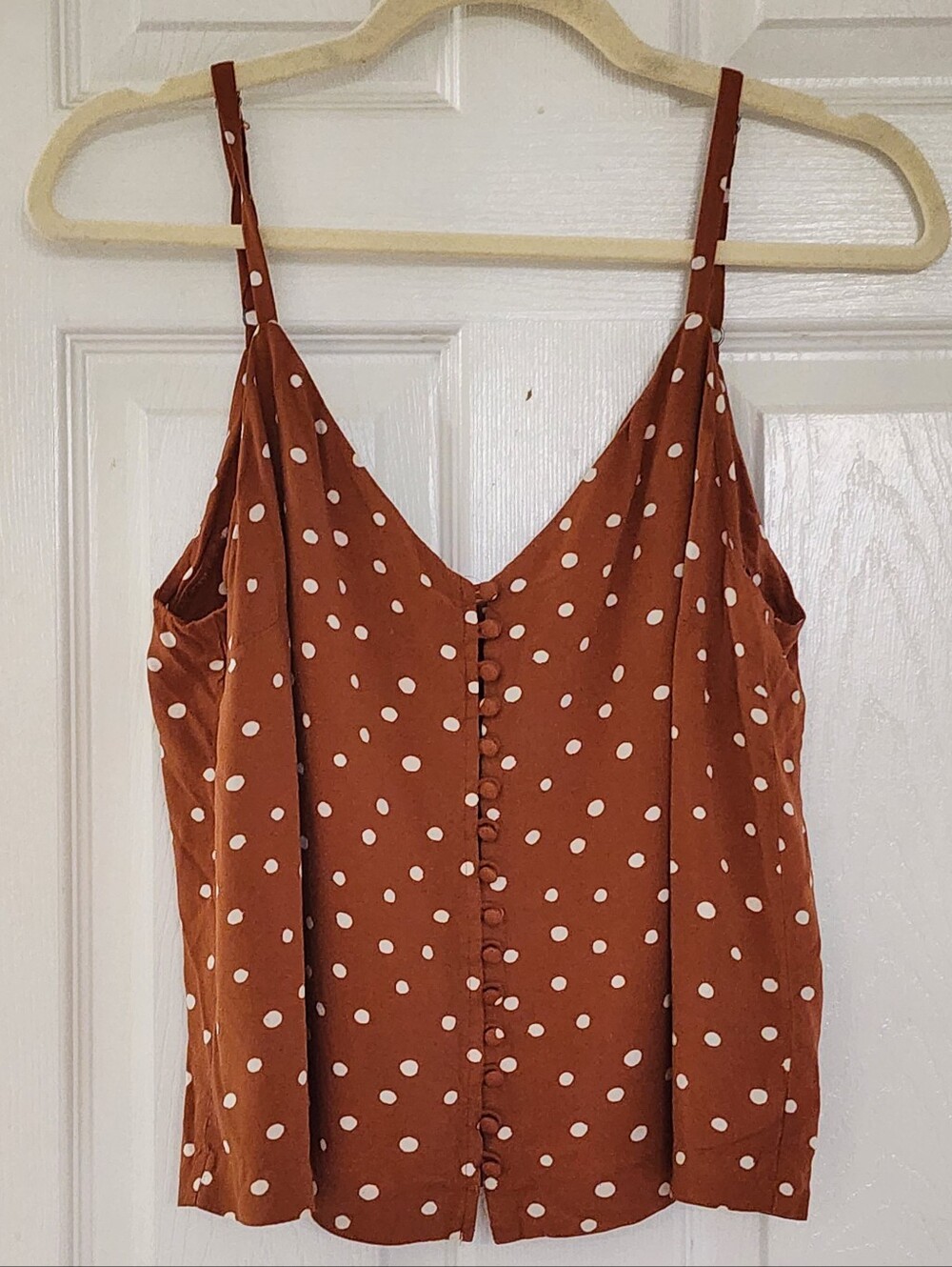 ​Madewell Polka Dot Button-Front Camisole Top Rust Brown Size 8